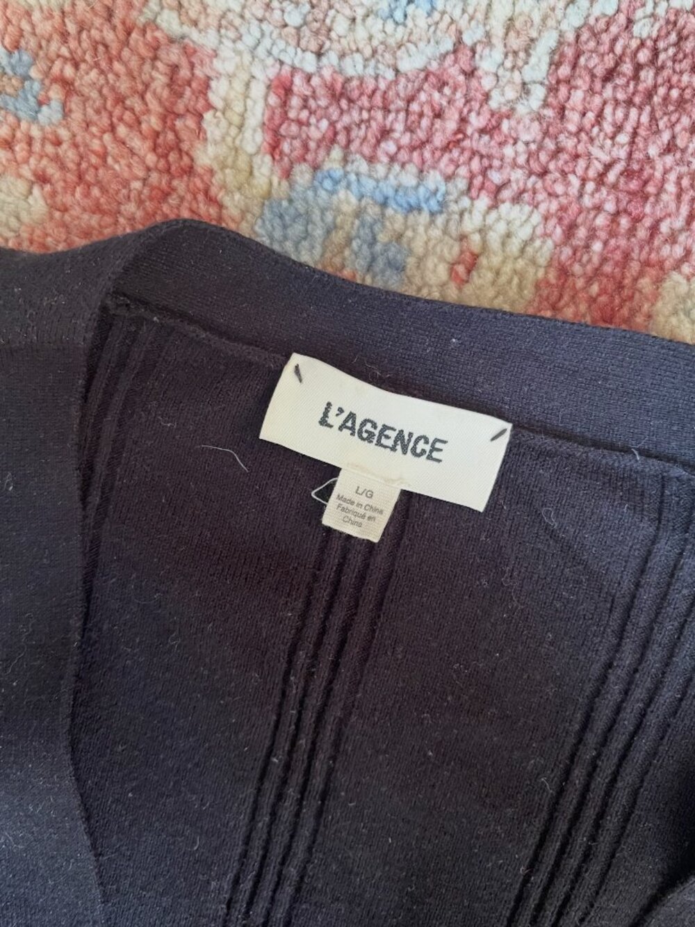 L’Agence Black V-Neck Button Front Sweater — Size L - Picture 2 of 5